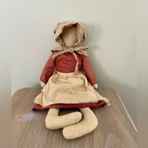 Pearson’s Simply Primitives Vintage Style Rag Doll with Red Dress/Cream Apron
